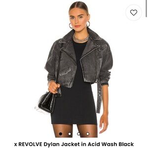 LAMARQUE Acid Wash Denim Biker Jacket - XS